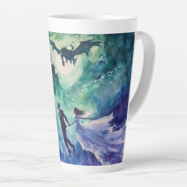 Taza De Café Latte Amantes voladores - Pintura de acuarela (Ángulo derecho)