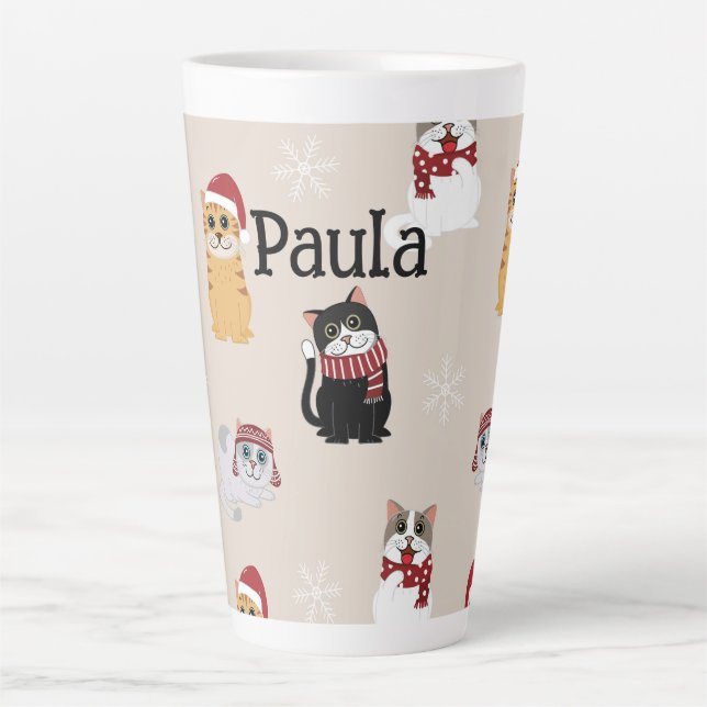 Taza De Café Latte Amar a mis gatos (Anverso)