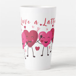 Taza De Café Latte Amar Un Poco Divertido Corazón Feliz Rosa Y Rojo