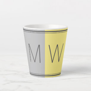 Taza De Café Latte Amarillo gris   Moderno   Motivación   MONOGRAM