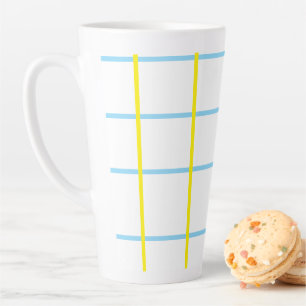 Taza De Café Latte Amarillo Unisex, Blanco Azul 