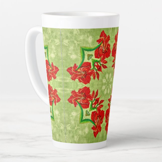 Taza De Café Latte Amaryllis En Navidades (Ángulo izquierdo)