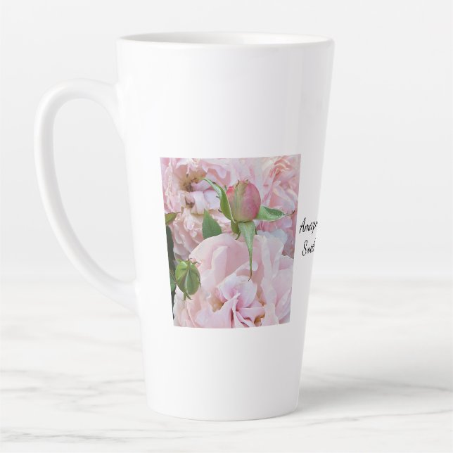 Taza De Café Latte Amazing Grace Roses Latte Mug SVG (Izquierda)