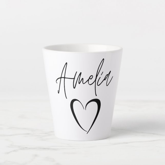 Taza De Café Latte Amelia Name Mug, Custom Name Coffee Mug, (Anverso)