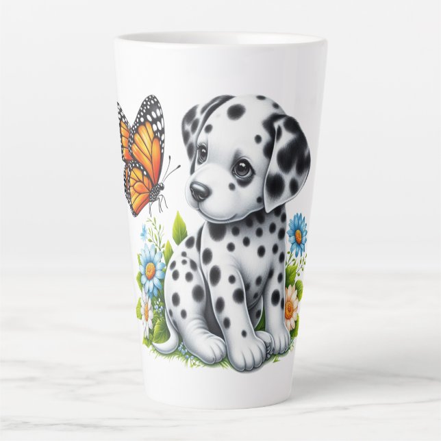 Taza De Café Latte Amigos de Cute Dalmatian/Butterfly (Anverso)