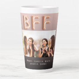 Taza De Café Latte Amigos rosa de fotos marrón negro BFF oro