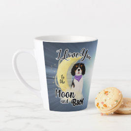 Taza De Café Latte Amo a mi Cavalier a la luna y atrás, Tri Color