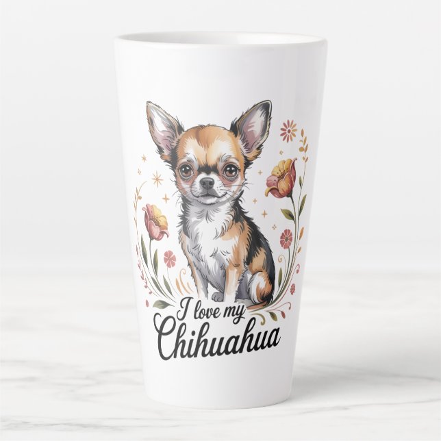 Taza De Café Latte Amo a mi chihuahua  (Anverso)