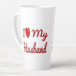 Taza De Café Latte Amo a mi marido lindo texto rojo