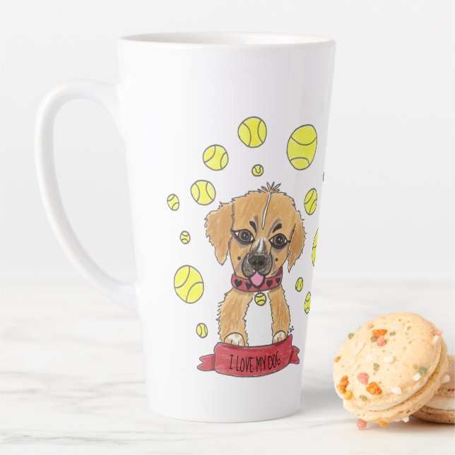Taza De Café Latte Amo a mi perro | Personalizado Golden Shepherd Lat (In situ)