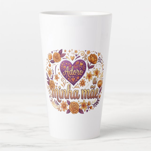 Taza De Café Latte Amo a minha mãe, (Anverso)