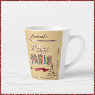 Taza De Café Latte Amo el afiche de la época de París