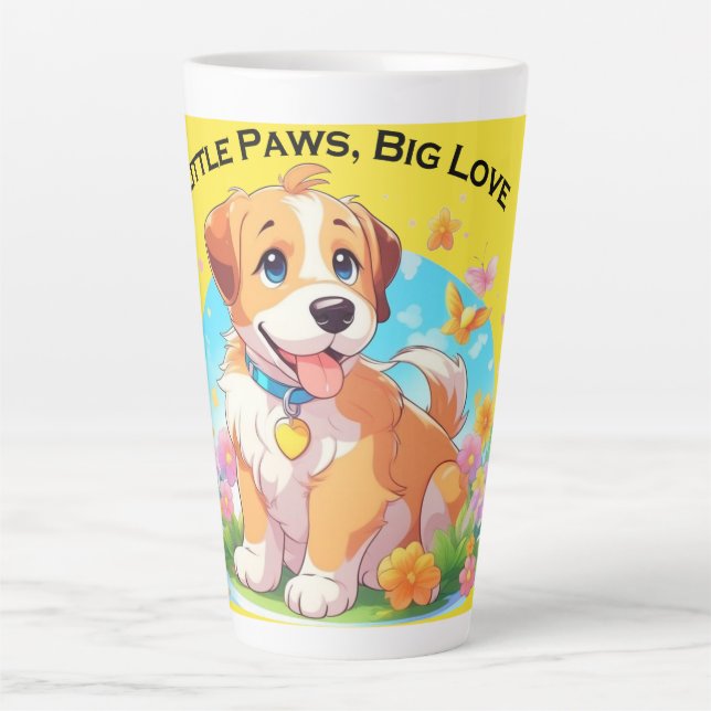 Taza De Café Latte Amo grande de los cachorros (Anverso)