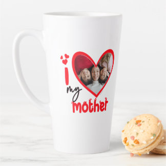 Taza De Café Latte Amo Mi Madre Foto Regalo Latte Mug