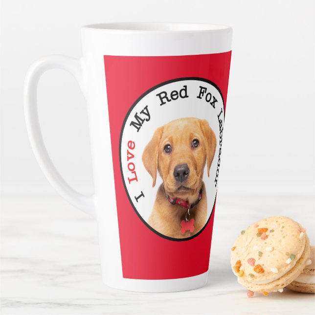 Taza De Café Latte Amo Mi Rojo Fox Labrador Latte Mug (In situ)
