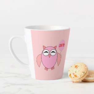 Taza De Café Latte Amo Rosa Cute, Lechuza