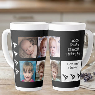 Taza De Café Latte Amor blanco y negro siendo un abuelo con fotos