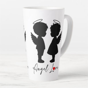 Taza De Café Latte Amor de Ángel – Diseño de Pareja de Ángeles Adorab