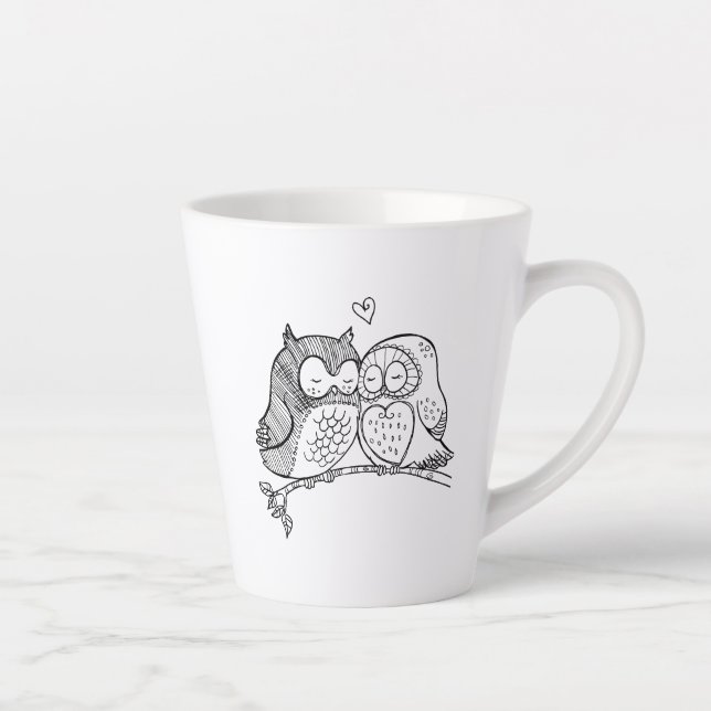 Taza De Café Latte Amor de búho (Derecha)