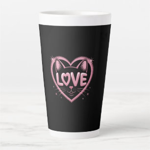 Taza De Café Latte Amor de Gato Brillante