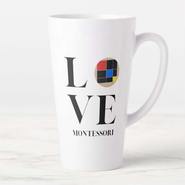 Taza De Café Latte Amor | Montessori | Cubo Trinomial (Derecha)