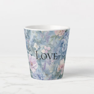 Taza De Café Latte Amor romántico morado floral rosado