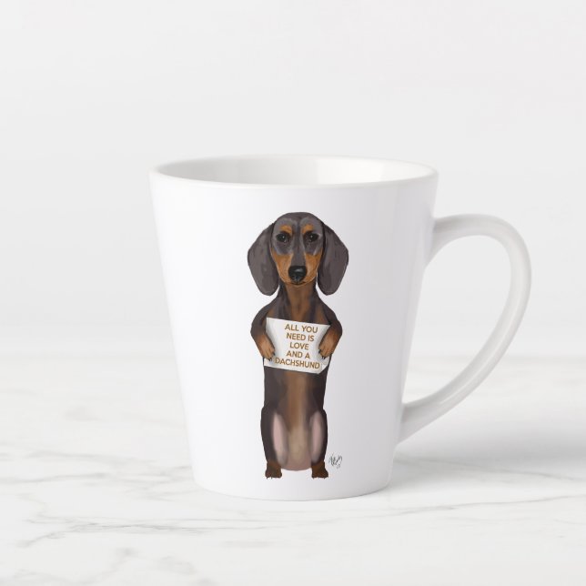 Taza De Café Latte Amor y Dachshund (Derecha)