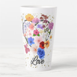 Taza De Café Latte Amor y flores