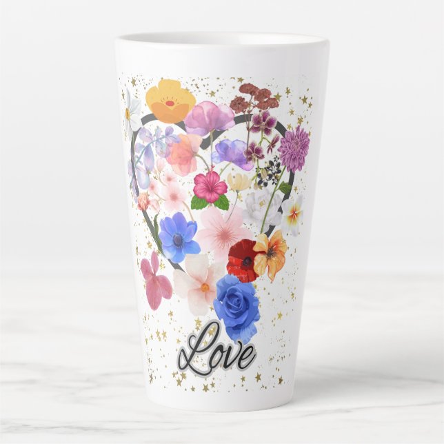 Taza De Café Latte Amor y flores (Anverso)