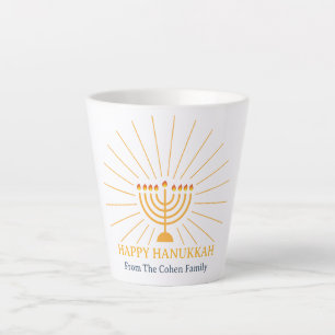 Taza De Café Latte Amor y luz   Familia Hanukkah Happy simple