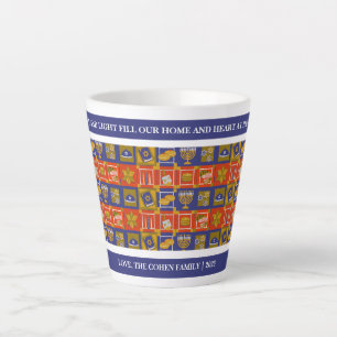 Taza De Café Latte Amor y luz   Familia simple de Hanukkah