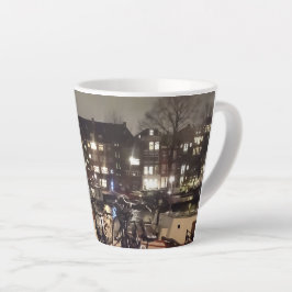 Taza De Café Latte Amsterdam, Canal y Bicycles Latte Mug