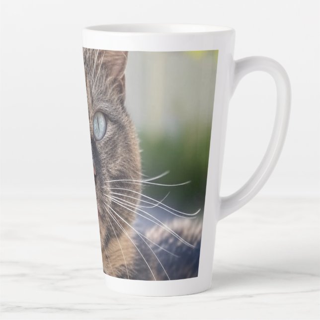 Taza De Café Latte Añadir Personalizar de fotos de gato (Derecha)