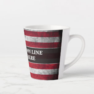Taza De Café Latte Añadir tu texto a la bandera estadounidense