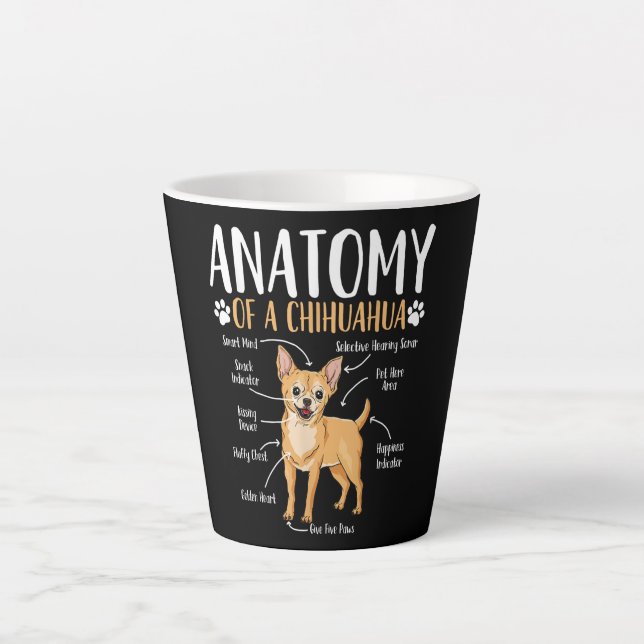 Taza De Café Latte Anatomía de perro de Chihuahua (Anverso)