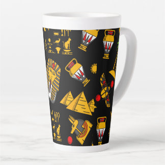 Taza De Café Latte Ancient Egyptian Hieroglyphic Pattern Background