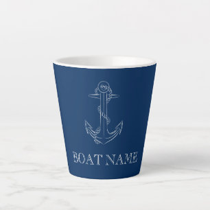 Taza De Café Latte Ancla Azul Marino Espíritu Náutico