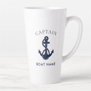 Taza De Café Latte Ancla de barco de capitán náutico personalizada ma