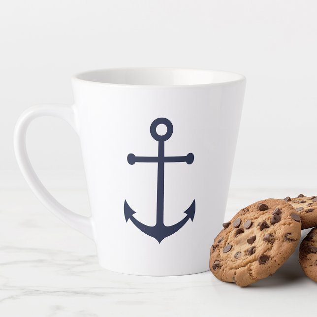 Taza De Café Latte Anclaje azul de la Marina Náutica moderna (Subido por el creador)