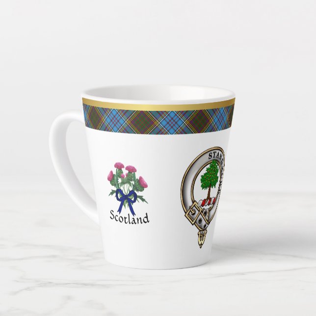 Taza De Café Latte Anderson Clan Badge & Tartan (Ángulo izquierdo)