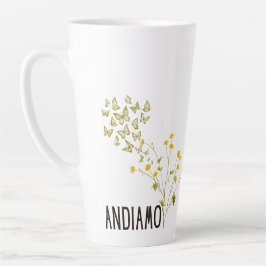 Taza De Café Latte Andíamo (con mariposas y mariposas)