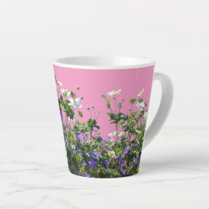 Taza De Café Latte Anemone y Geranium Cust. Pink Latte Mug