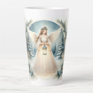 Taza De Café Latte Ángel Celestial de Invierno Farol de Esperanza