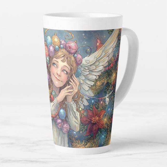 Taza De Café Latte Ángel de Navidad  (Ángulo derecho)