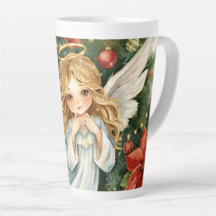Taza De Café Latte Ángel de Navidad