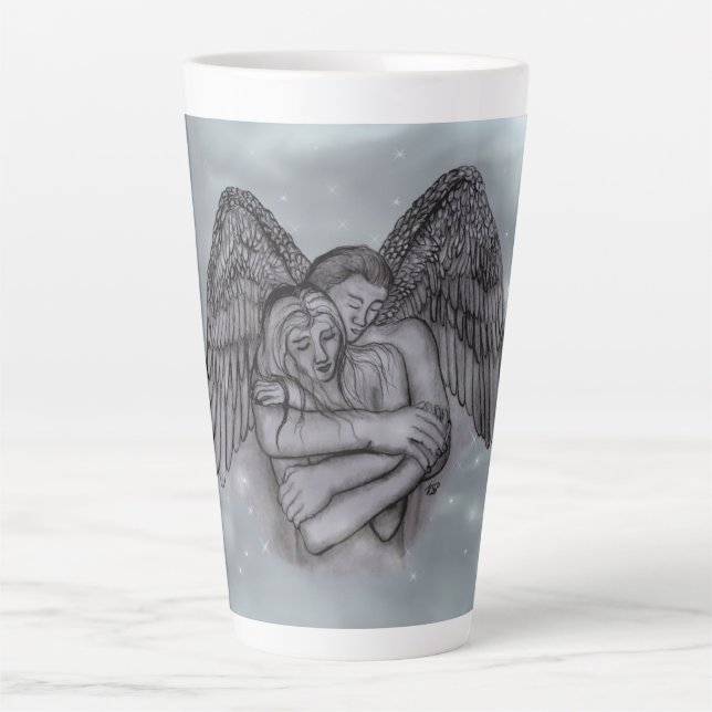Taza De Café Latte Angel Eros en el amor (Anverso)