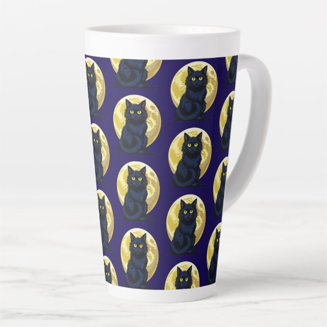 Taza De Café Latte Angry black cat (Ángulo derecho)