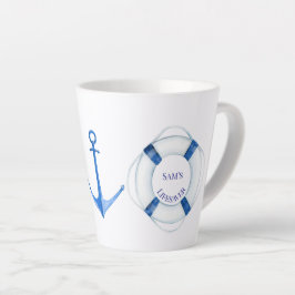 Taza De Café Latte Anilla de Salvavidas y Ancla