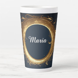 Taza De Café Latte Anillo Circular Dorado Ornamentado