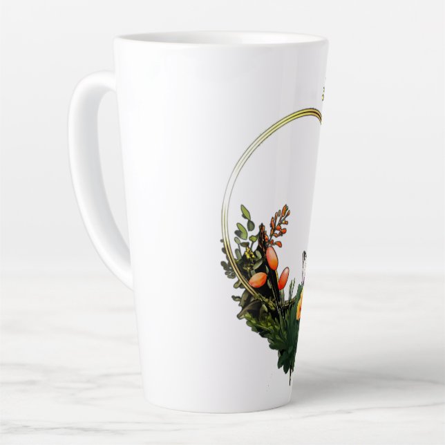 Taza De Café Latte Anillo de flores (Ángulo izquierdo)